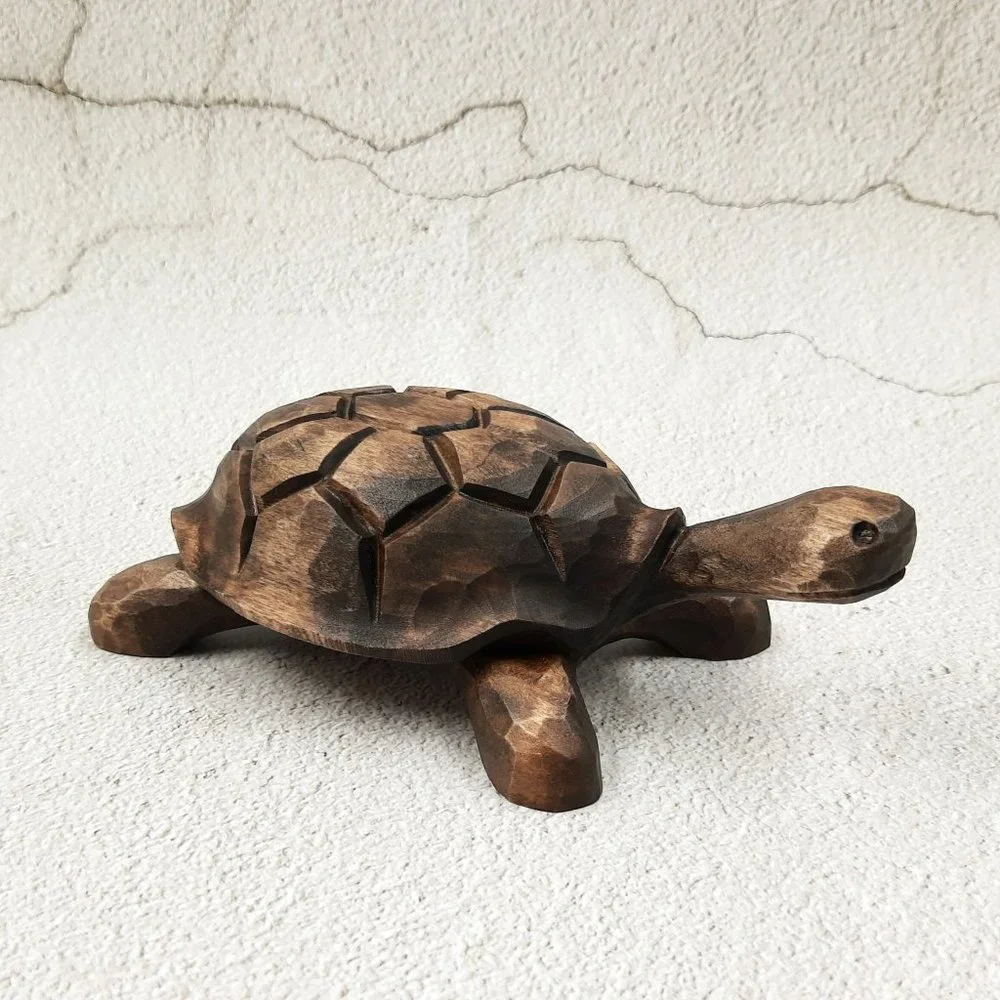Turtle wooden hand carved figurine home decor